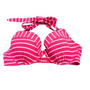 AERIE Striped Pink Bikini Top Padded Size 34D